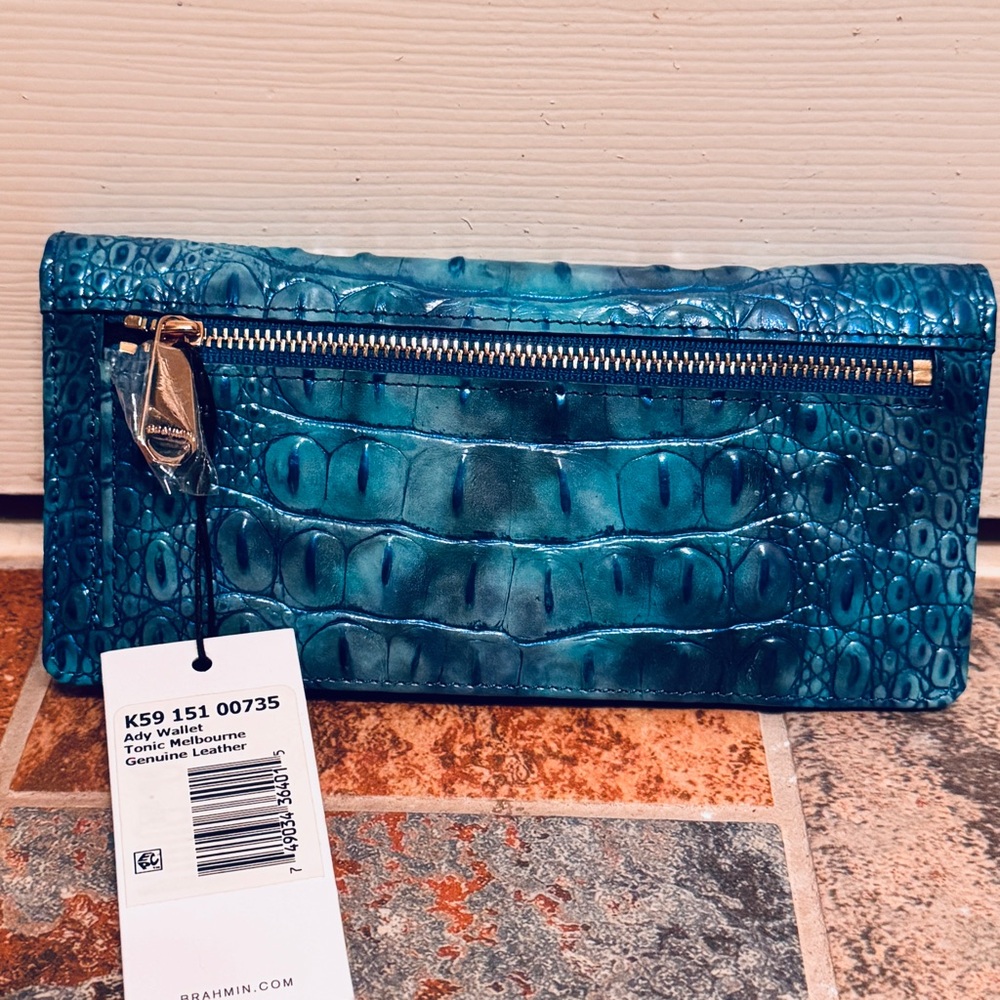 NWT!VERY RARE Brahmin Ady Wallet Tonic Melbourne Genuine Croc Embossed Leather! - Picture 2 of 6